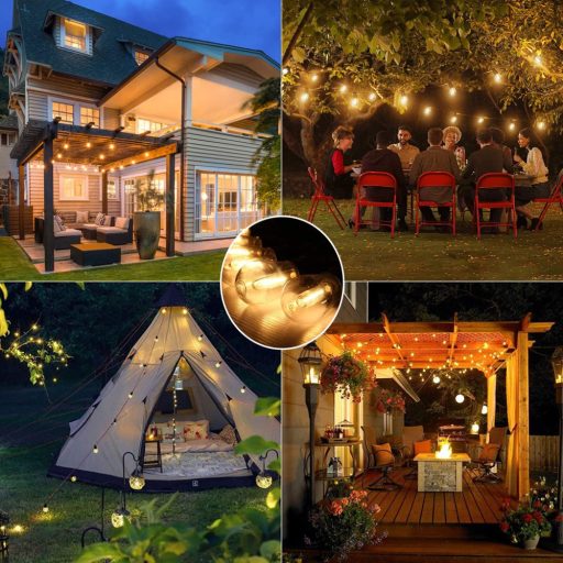  Kültéri napelemes szolár LED fényfüzér, villanykörte design, 10 LED, 10 m hosszú