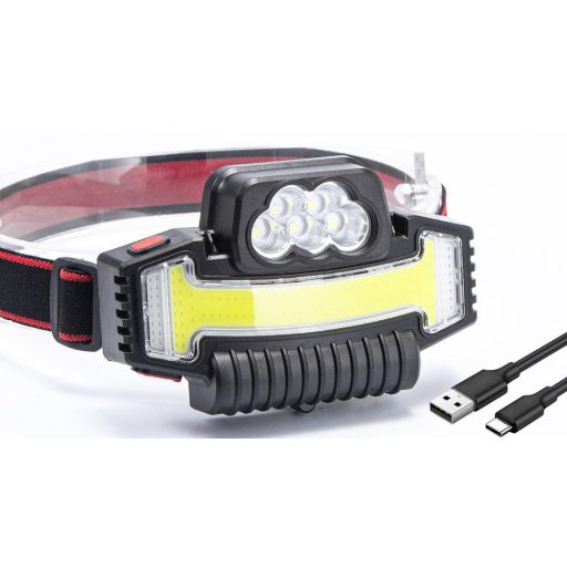 5LED+COB fejlámpa USB újratölthető 5 üzemmódú vízálló W685-5