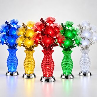   LED virág dekorlámpa kristályhatású vázával – több színben