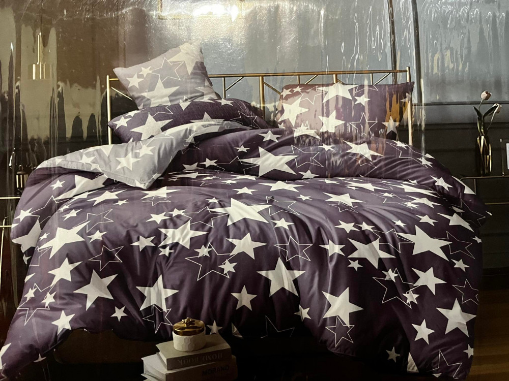 Image of 7 részes Csillagos Ágynemű Garnitúra - Világos Lila