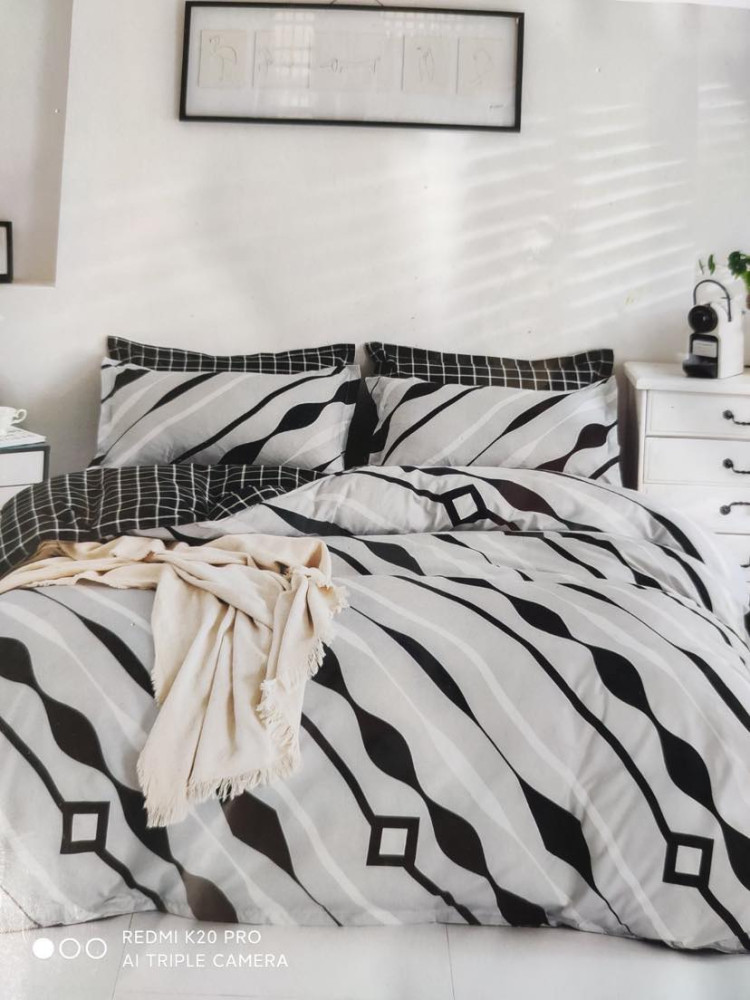 Image of 7 részes ágynemű garnitúra / Szürke-Fekete szett