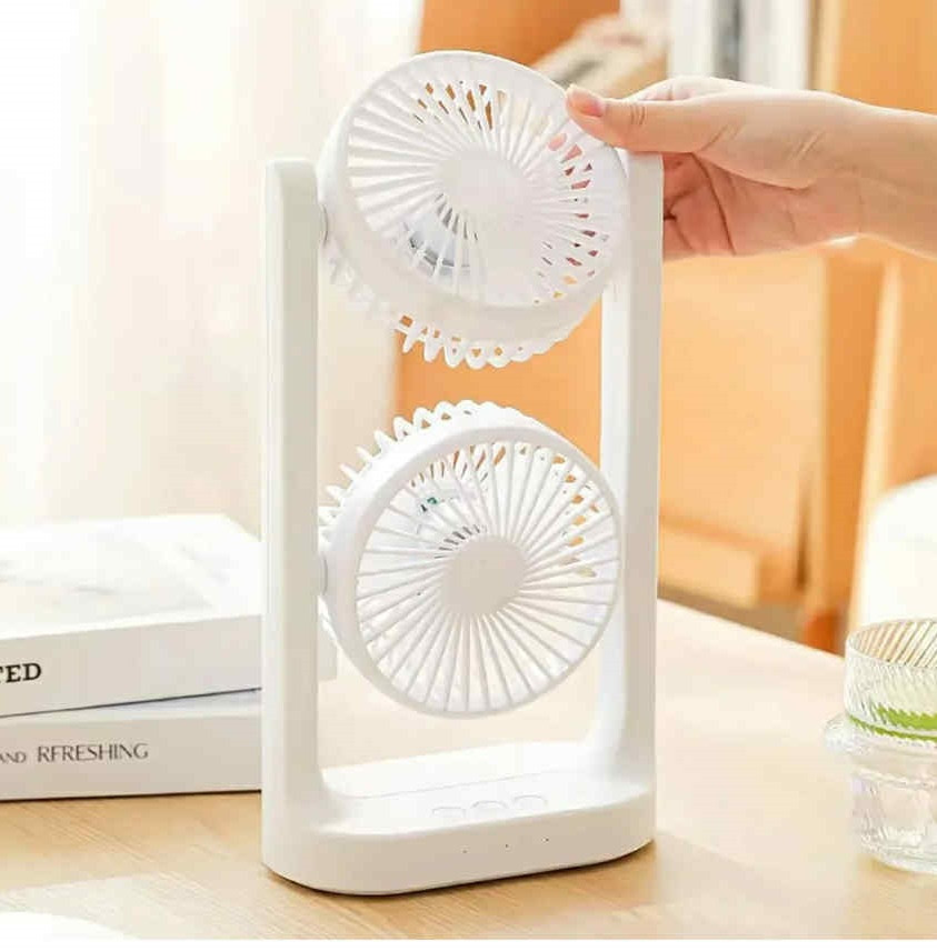 Image of 360 fokú forgatású, kettős ventillátor 3 sebességfokozattal, világítással