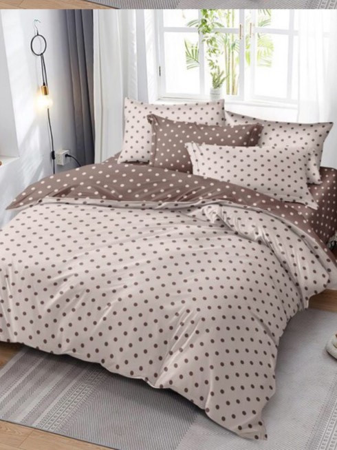Image of 7 részes Ágynemű huzat Pöttyös Barna/Krém