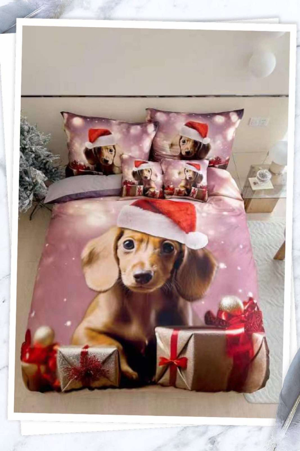 Image of 7 részes Karácsonyi Ágynemű garnitúra /Tacskó III