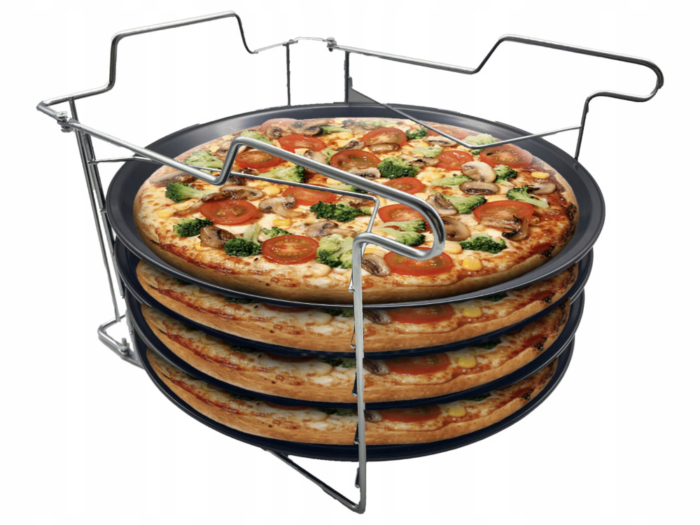 Image of Pizza tálcák, 4 formából álló készlet négyszintes állvánnyal Zilner ZL 2134 kerek tepsi 32 cm