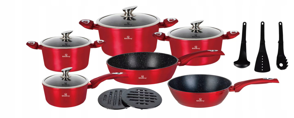 Image of KlönBerg alumínium edénykészlet, 15 db-os Burgundy