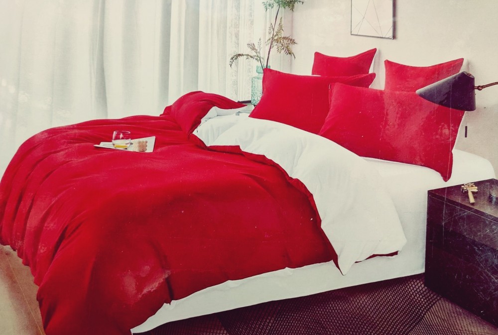 Image of Ágyneműhuzat szett 7 részes, pamut, Piros-Fehér